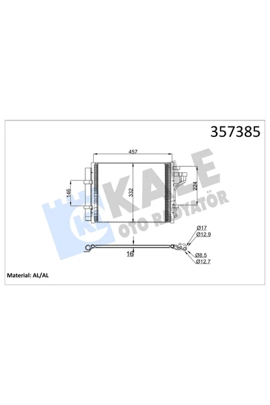 KALE KLIMA RADYATORU KONDENSER HYUNDAI   İ10 1.0 12V 1.2 16V 13  KURUTUCU İLE [BRAZING ALAL] ürün görseli 1