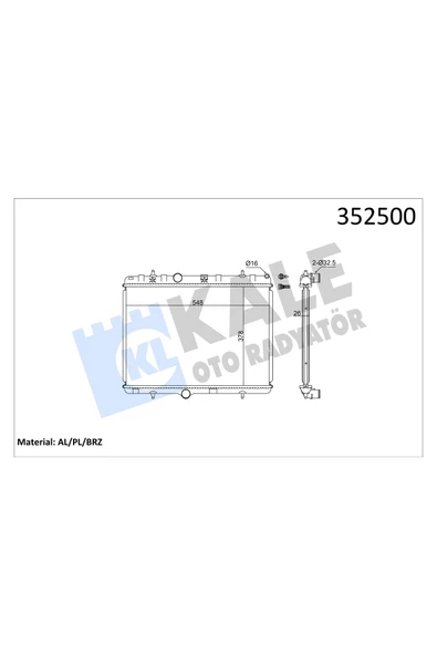 KALE SU RADYATORU BRAZING 26mm (PEUGEOT P301-P1007-P2008-P207 1.6HDI 06- ürün görseli 1