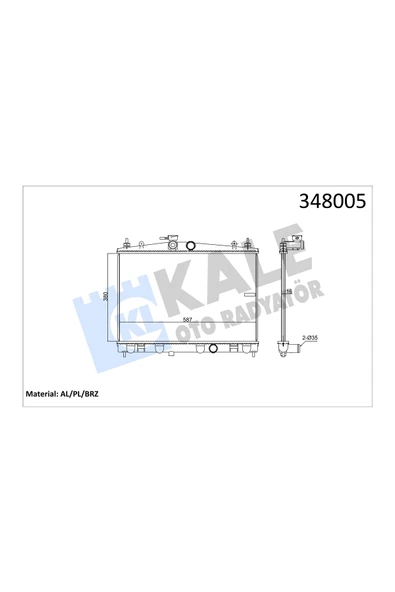 KALE MOTOR SU RADYATORU NISSAN JUKE 1.6 BENZINLI 2010-/ MANUEL 16MM ürün görseli 1
