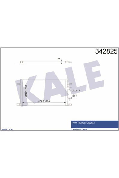 KALE OTO Radyatör 342825 Klima Radyatörü Laguna I 98- ürün görseli 1
