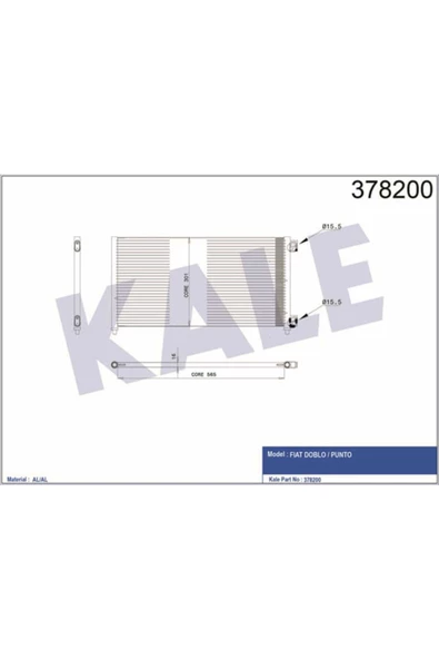 KALE OTO Radyatör 378200 Klima Radyatörü Doblo 01- 1.3 Jtd 1.9 Jtd 605X305X16 ürün görseli 1