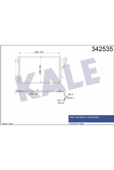 KALE OTO Radyatör 342535 Klima Radyatörü Kia Cerato-Forte Al-Al ürün görseli 1