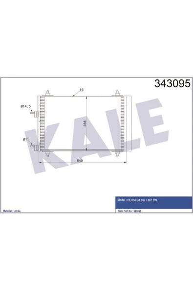 KALE OTO Radyatör 343095 Klima Radyatörü 307 00- ürün görseli 1