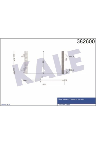 KALE OTO Radyatör 382600 Klima Radyatörü Laguna II 00- 678X391X16 ürün görseli 1