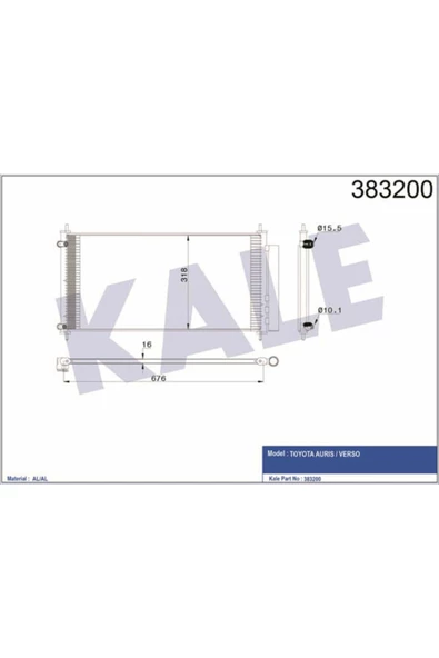 KALE OTO Radyatör 383200 Klima Radyatörü Auris Verso Al Al 604X390X16 ürün görseli 1