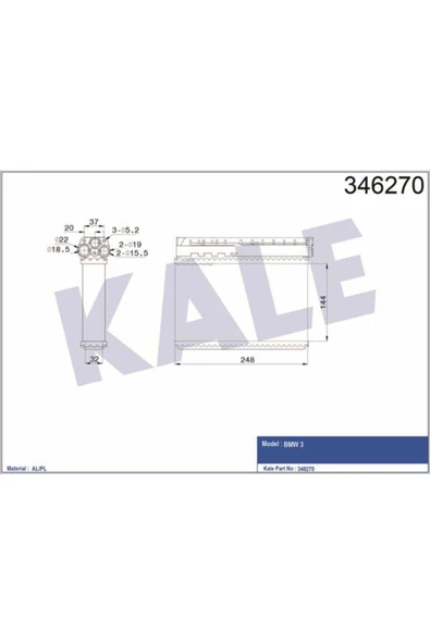 KALE OTO Radyatör 346270 Kalorifer Radyatörü Bmw 3 Mekanik ürün görseli 1