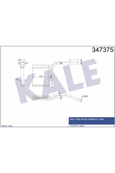 KALE OTO Radyatör 347375 Kalorifer Radyatörü Mondeo IV 07-14 Smax Galaxy 06-15 ürün görseli 1