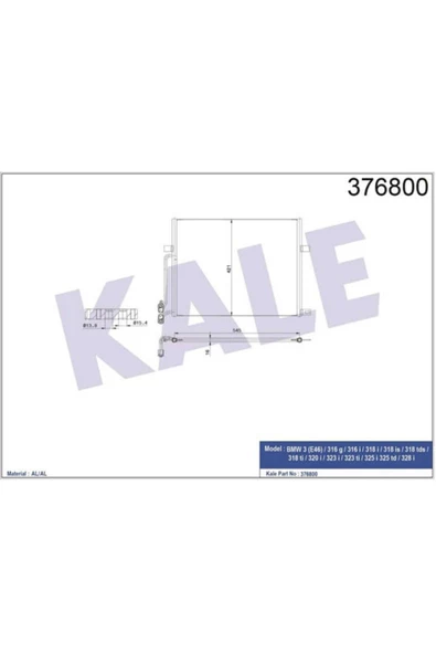 KALE OTO Radyatör 376800 Klima Radyatörü Bmw 3 E46 566X422X16 ürün görseli 1