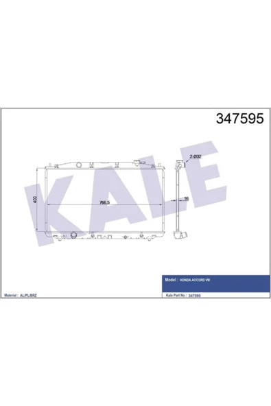 KALE Oto Radyatör 347595 Radyatör Otomatık Accord 08- ürün görseli 1