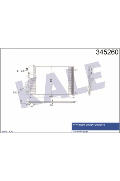 KALE OTO Radyatör 345260 Klima Radyatörü Nissan Qashqai 1.5DCI 07- Oto.-Mek. Al Al ürün görseli 1