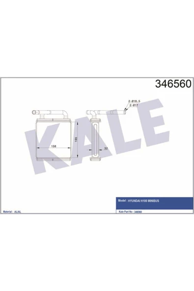 KALE OTO Radyatör 346560 Kalorifer Rdayatöru Brazıng H100 Klimalı 165X170X44 ürün görseli 1