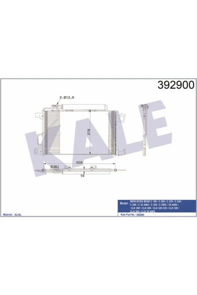 KALE 392900 Klima Radyatörü Mercedes W203 S203 C180 C200 00-07 Cl203 C209 A209 630X375X16 ürün görseli 1