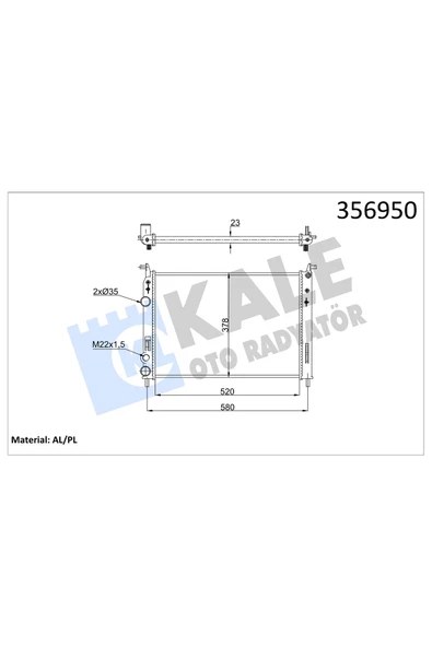 KALE SU RADYATOR 23MM MEKANIK (FIAT ALBEA , PALIO , STRADA 1.2 16V 02 /  (AC) ürün görseli 1