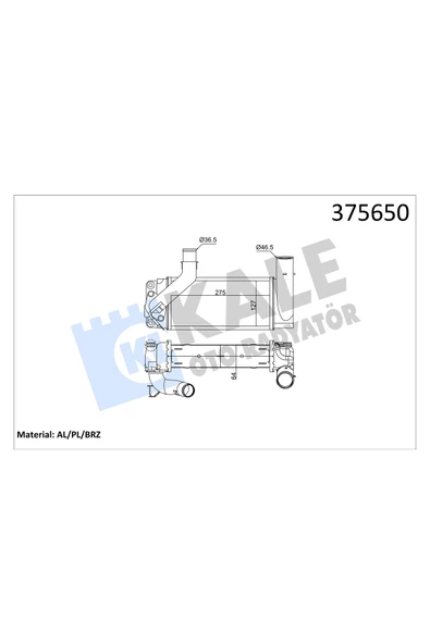 KALE TURBO RADYATORU INTERCOOLER TOYOTA COROLLA 1.4 D4D 07-12 1.4 D4D 2007-2012 YARIS 1.4 D4D 2005- ürün görseli 1