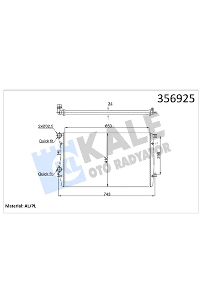 KALE SU RADYATORU (VW CADDY 04-11 GOLF 04-09  PASSAT 06-15  AUDI A3 04-08  SEAT LEON 06-13) ürün görseli 1