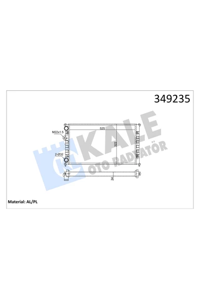 KALE SU RADYATORU (VW  CADDY POLO /SEAT CORDOBA-IBIZA-1.4/1.6/1.7/1.8/1.9 96- (MT) ürün görseli 1
