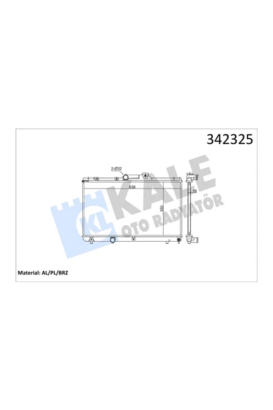 KALE SU RADYATORU-(MAN.)   BRAZING  (TOYOTA  COROLLA 93/00  AE100-AE101-111  )350x639x16 ürün görseli 1
