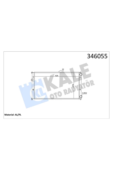 KALE SU RADYATORU-KLIMALI 628×377 (VW CADDY 96-03  POLO CLS 96-00  SEAT IBIZA 93-99) AFT-1F-1Y ürün görseli 1