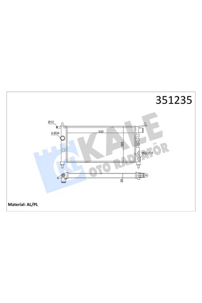 KALE SU RADYATORU (OPEL  COMBO / CORSA B / TIGRA 1.2-1.4-1.6 93=/00 ) ürün görseli 1