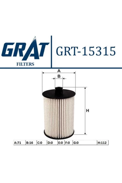 GRAT 15315 Mazot Filtresi Lt28-35 01- Lt28-46 02- 2.8 Tdı Auh Bcq ürün görseli 1