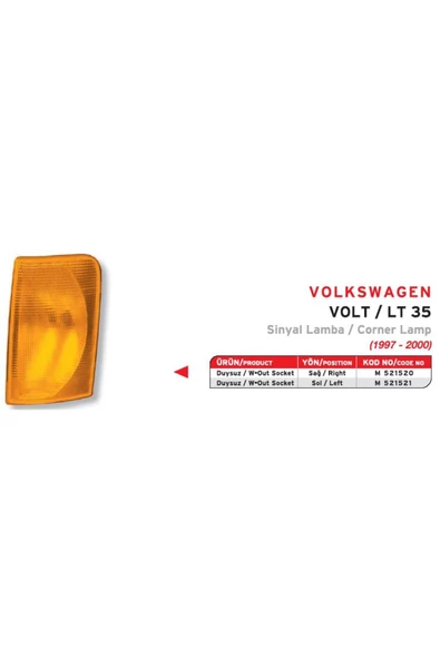 Mars SAG ON SINYAL LAMBASI SARI-DUYSUZ (VOLKSWAGEN  LT 97-07) ürün görseli 1