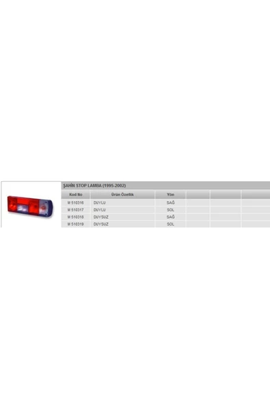 Mars STOP LAMBASI SOL DUYLU ( FIAT   SAHIN 95-- ) ürün görseli 1