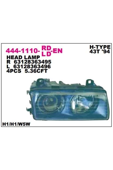 Depo ON FAR SOL BMW 3 SERISI E36 91-97 HELLA TIPI ürün görseli 1