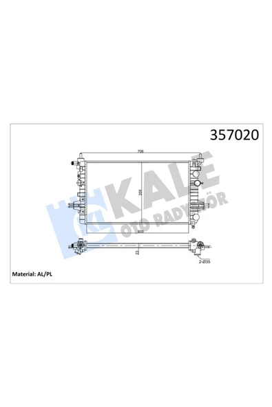 KALE RADYATÖR OPEL ASTRA H 04== ZAFIRA 05== 1.6 1.8 (MT ) (AC/NAC) [23MM] AL/MKNK 13170110-1300266-131452 ürün görseli 1