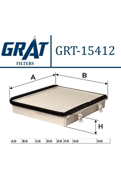 GRAT Kabın Fıltresı ( Vw: Golf I Iı 86-90 / Jetta Iı 84-91/ Seat : Toledo I 91-99) Grt-15412 ürün görseli 1