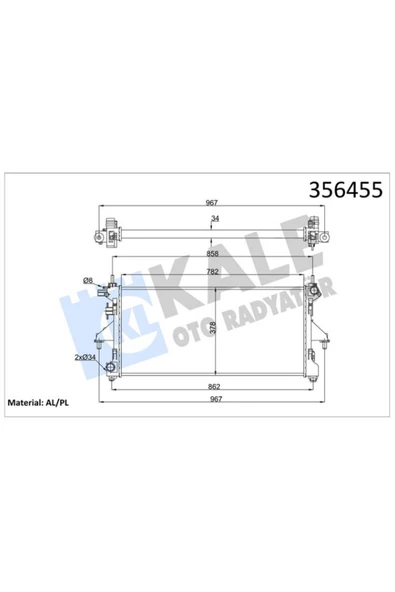 KALE RADYATÖR FIAT DUCATO 2.3D 06== (MT) [34MM] AL/MKNK 1349196080-1349207080-1362308080-3062308080-63556 ürün görseli 1