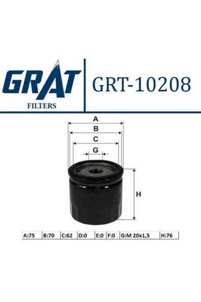 GRAT 10208 Yağ Filtresi Palio Doblo Marea Bravo I Punto 01- 1.9d Jtd 2.4d ürün görseli 1