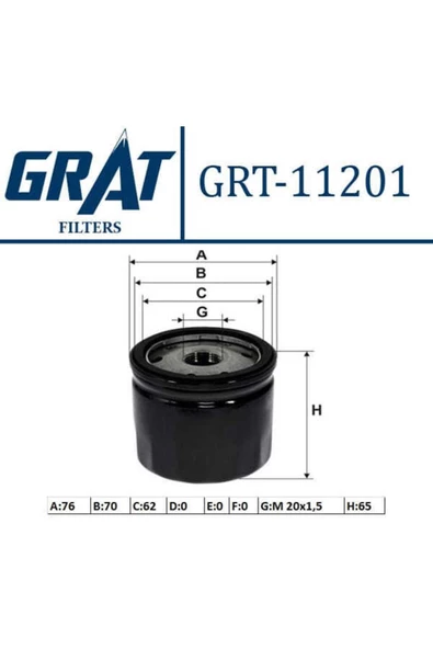 GRAT 11201 Yağ Filtresi Clıo Iıı 08- Kangoo 08- Megane Iı Iıı Laguna Fluence Trafic Iı Master Iı / L ürün görseli 1