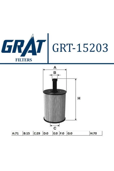 GRAT 15203 Yağ Filtresi Golf Iv V Vı Polo Jetta Iıı Iv Passat Caddy 04- Caddy Iıı Transporter T5 / A ürün görseli 1