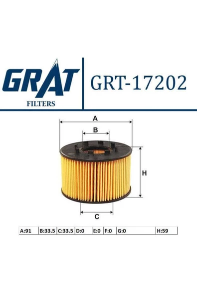 GRAT 17202 Yağ Filtresi Mondeo Iıı 00-07 Transit V184 00-06 2.0 Tdcı 2.4 Tdcı Zıgzaklı ürün görseli 1