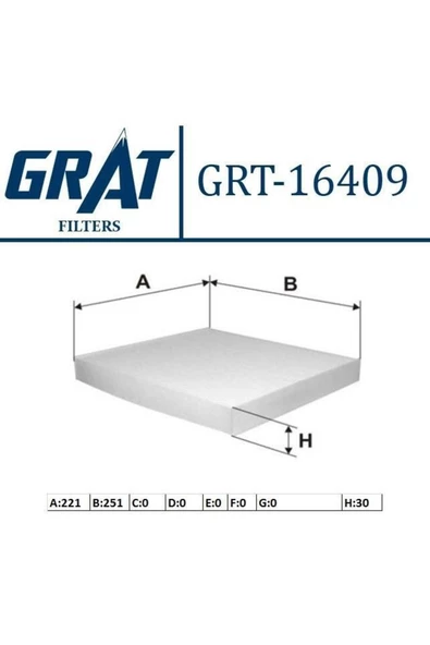 GRAT Kabın Fıltresı - Teklı - Hyundaı Santafe 06-11/sonata 06-11/magentıs 06- 16409 Oem ürün görseli 1