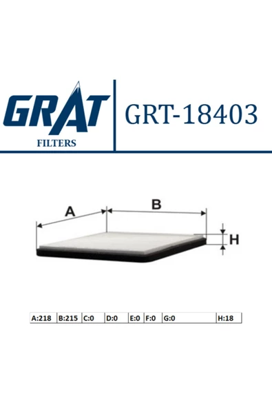 GRAT Kabın Fıltresı - ( Toyota : Yarıs 9905 1.3 / Camry 01 / Land Cruıser 01 / Rav 4 99- ) Grt-18403 ürün görseli 1