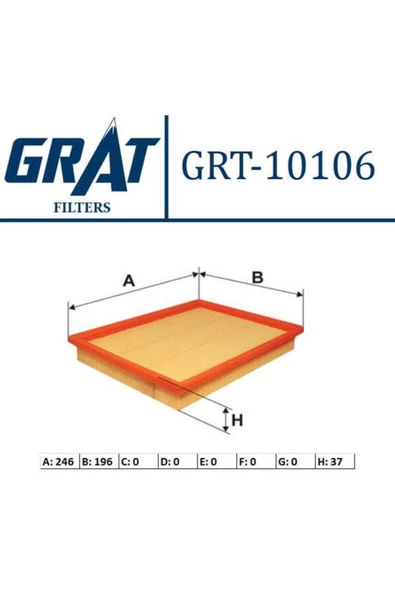 GRAT Hava Fıltresı ( Fıat : Palıo / Sıena / Albea / Doblo 1.2 16v 1.6 16v 1.2 8v 1.4 ) -10106 Uyumlu ürün görseli 1