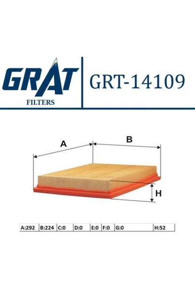 GRAT 14109 Hava Filtresi Astra H 04- Zafira B 08- 1.6t 1.7 Cdtı 1.9 Cdtı Z19dt Z19dtj ürün görseli 1