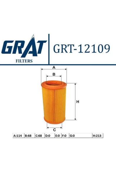 GRAT 12109 Hava Filtresi 306 93-01 Partner Em 96- / Xsara 97-00 Berlingo Em 02-03 1.9d Dw8 1.9d Xud9 ürün görseli 1