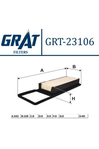 GRAT 23106 Hava Filtresi Jazz 02-05 1.2 Dsı 78hp ürün görseli 1