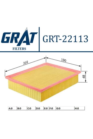 GRAT 22113 Hava Filtresi Mercedes W210 95-03 E200 Komp. ürün görseli 1