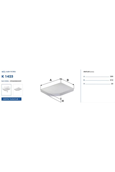 Filtron KABIN FILTRESI  (BMW 3 SERI G20-G21-G28 / X3-G01 / X4-G02) ürün görseli 1