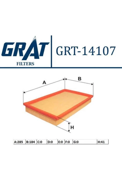 GRAT 14107 Hava Filtresi Vectra A Calıbra A 2.0 C20ne ürün görseli 1