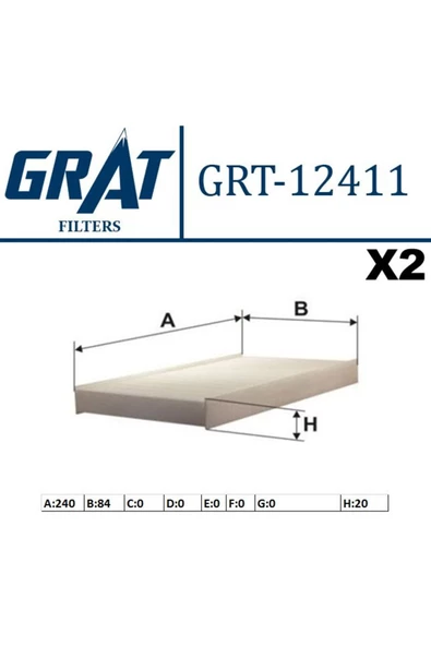 GRAT KABIN FILTRESI CIFTLI (CITROEN  C-ELYSEE 1.2VTI 1.6HDI/ PEUGEOT 301 1.2VTI 1.6HDI 1.6VTI 2012-) ürün görseli 1