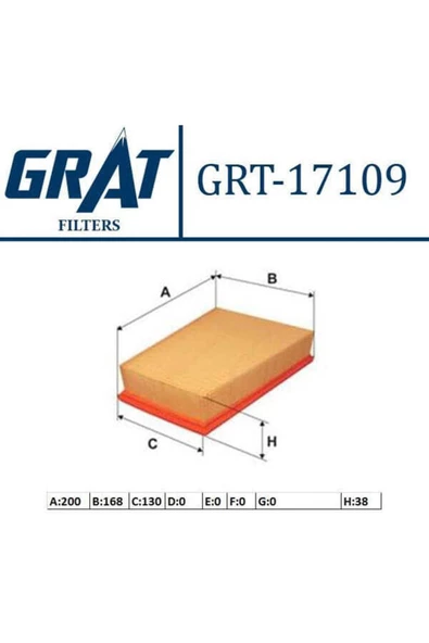 GRAT 17109 Hava Filtresi Fiesta V 05- Fusion 1.6 Tdcı 90hp ürün görseli 1