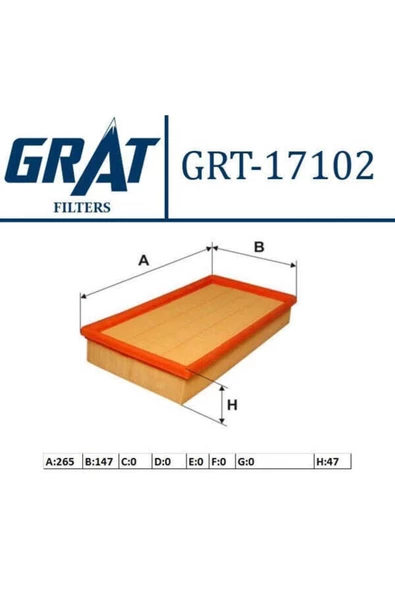 GRAT 17102 Hava Filtresi Focus 98-04 Tourneo Connect 02- Transit connect 02- 1.4 16v 1.6 16v 1.8 Tdc ürün görseli 1