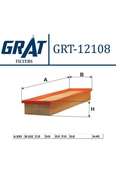 GRAT 12108 Hava Filtresi 207 Partner / C2 C3 Berlingo 1.1 1.4i 1.4 ürün görseli 1