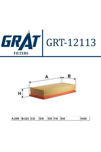 GRAT 12113 Hava Filtresi 208 301 308 Iı 2008 / C-elysee 12- C3 Iı 12- Ds3 12- 1.2 Vtı ürün görseli 1