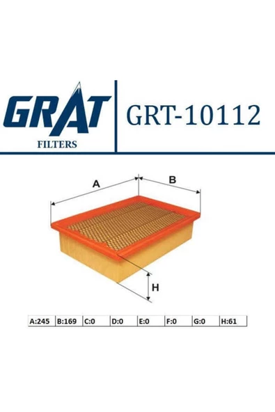 GRAT 10112 Hava Filtresi Marea Brava Bravo / 145 146 155 156 1.4i 1.6 16v 1.8i 1.9 Jtd 2.0 20v ürün görseli 1