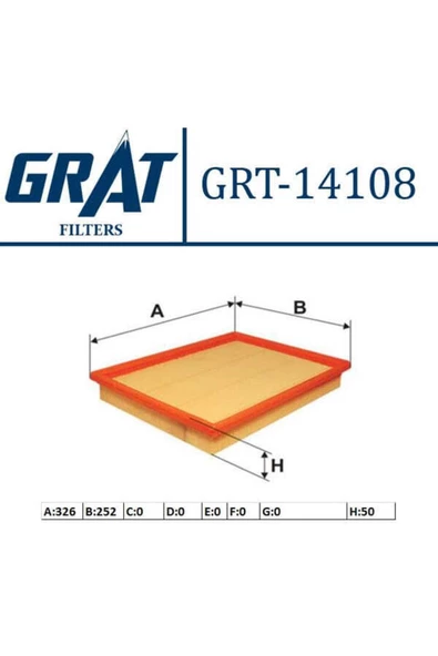 GRAT 14108 Hava Filtresi Croma 05- / Vectra C 03- Sıgnum 03- 2.0 16v 2.2 16v 1.9 Cdtı 1.9 Dmtj 2.0 C ürün görseli 1